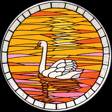 'Evening Swan" Suncatcher. (shown here just over half size)